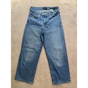 Banana Republic Jeans Womens 26 Blue High Rise Wide Leg Crop Stretch